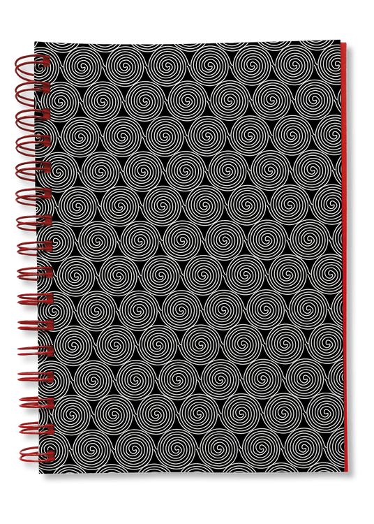 Overhead product shot of MUELLERPRINTS. Paperwork Black No. 13 Spiralbücher · 160 Seiten · Dotted